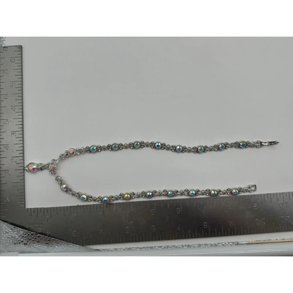 Nolan Miller Glamour Collection Roxanne AB‎ Rhinestone Silver Tone Necklace